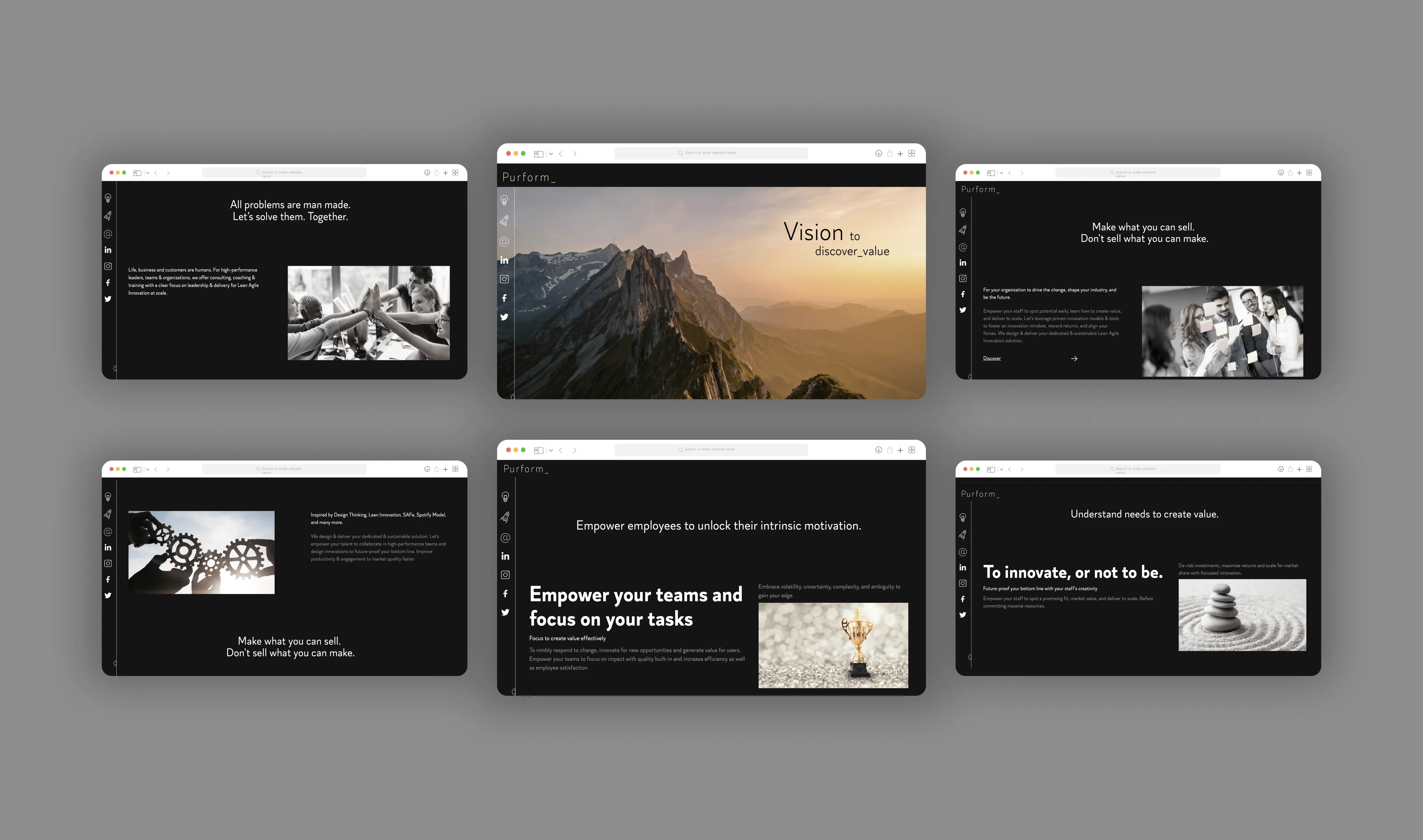 Purfrom website six screens